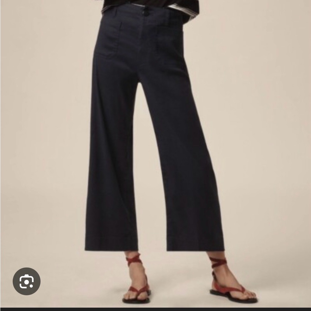 Anthropologie Maeve Collette black cropped linen blend pants with high rise
